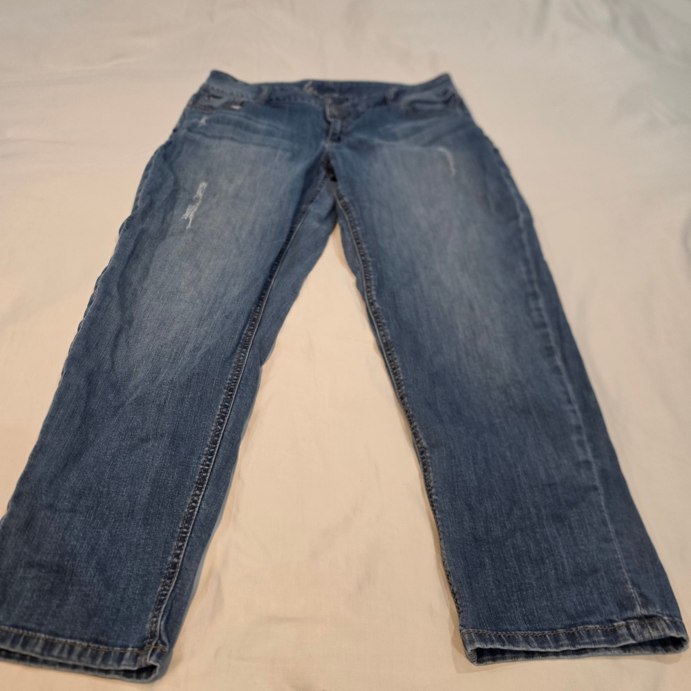 Lane Bryant Straight Leg Jeans Womens 16 Blue Excellent Distressed Medium Wash
